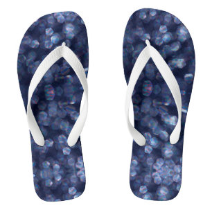 Blue Sparkle Bokeh Lights Flip Flops