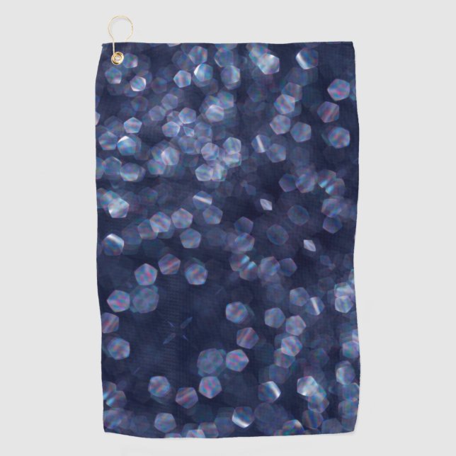 Blue Sparkle Bokeh Lights Golf Towel (Front)