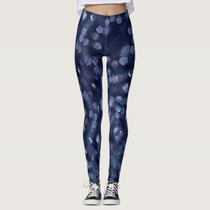 Blue Sparkle Bokeh Lights Leggings