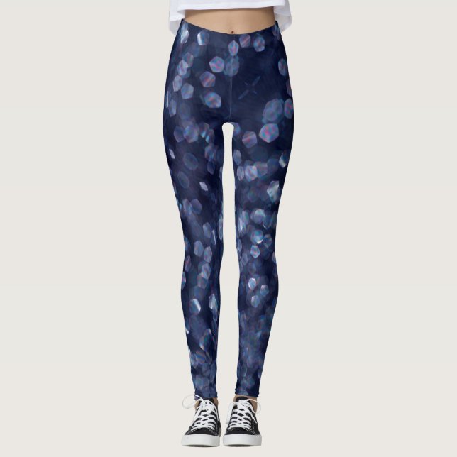 Blue Sparkle Bokeh Lights Leggings (Devant)