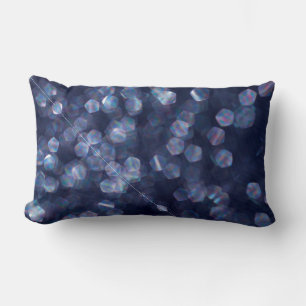 Blue Sparkle Bokeh Lights Lumbar Pillow