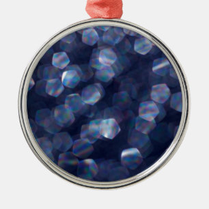 Blue Sparkle Bokeh Lights Metal Ornament