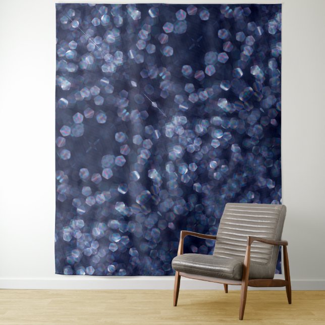 Blue Sparkle Bokeh Lights Tapestry (In Situ)