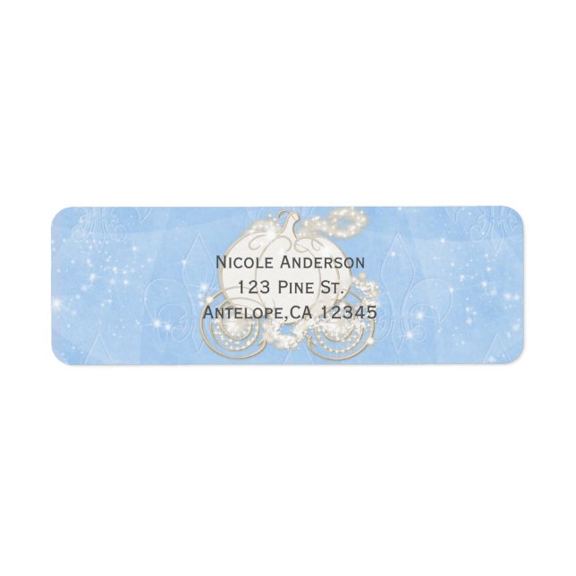 Blue Sparkle Carriage Cendrillon Invitation (Devant)
