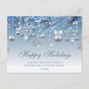 Blue Sparkle Christmas Balls  Corporate Greeting Postcard