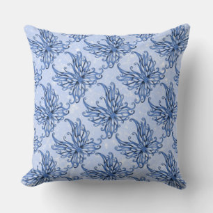 Blue Sparkle Fairy Wings Throw Pillow