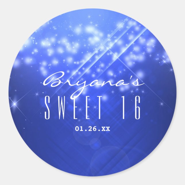 Blue Sparkle Glam Club Vibe PARTY Stickers (Front)
