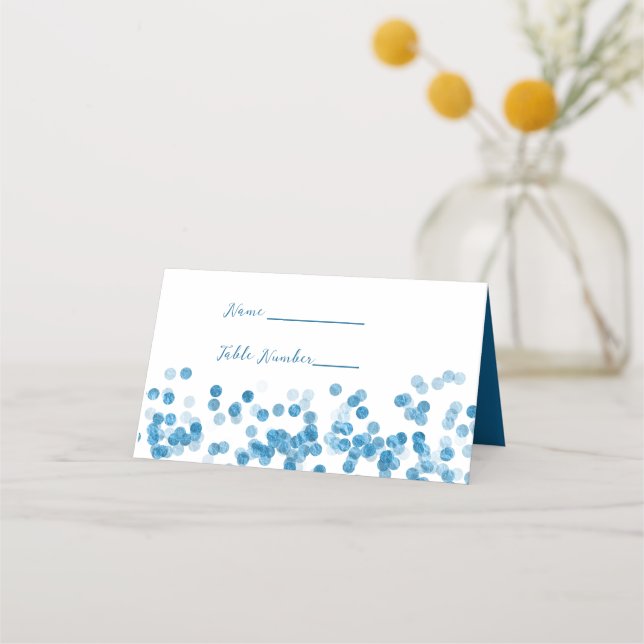 Blue Sparkle Glitter Place Card (Front)
