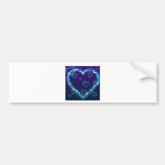 Blue Sparkle Heart Bumper Sticker