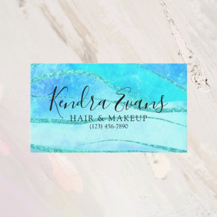 Blue Sparkle Holographic Style Glam Business Card