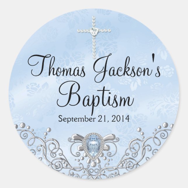 Blue Sparkle Jewel Baptism Sticker (Front)