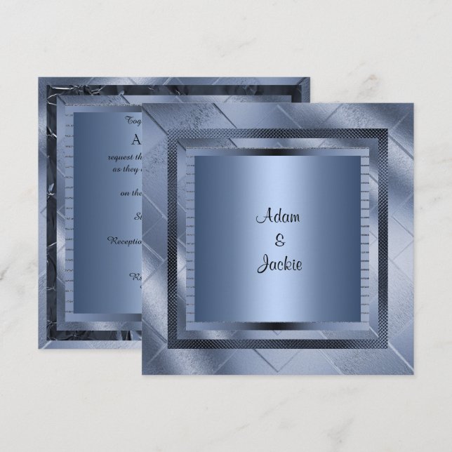 BLUE SPARKLE LAYERED ELEGANT WEDDING INVITATION (Front/Back)