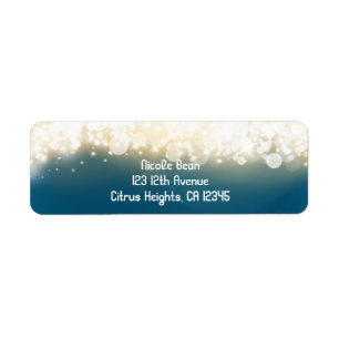 Blue Sparkle Lights Sky Blast Party Address Labels