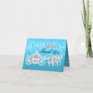 Blue Sparkle Princess Theme Thank You Card
