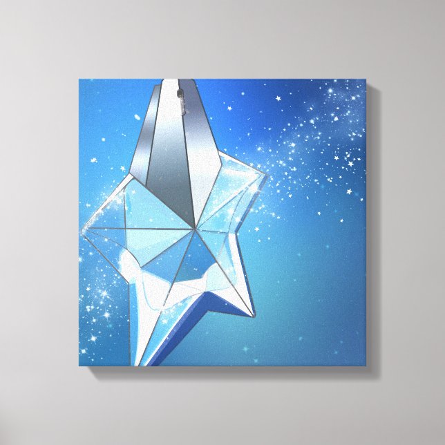 Blue Sparkle Star Perfume Bottle Glam Canvas Print (Front)