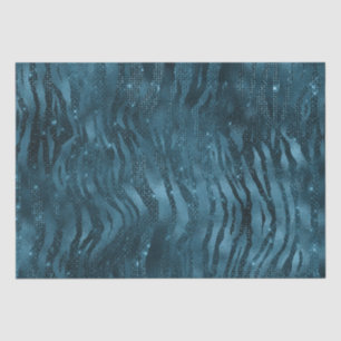 Blue Sparkle Zebra Print Tissue Paper