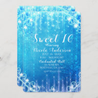 Blue Sparkling Frozen Ice Sweet 16 Birthday Party