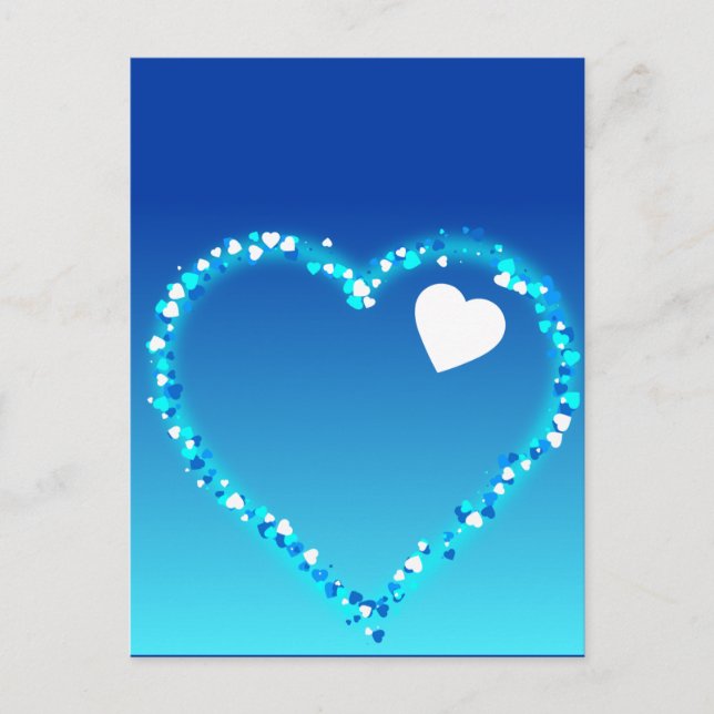 Blue Sparkling Hearts Postcard (Front)