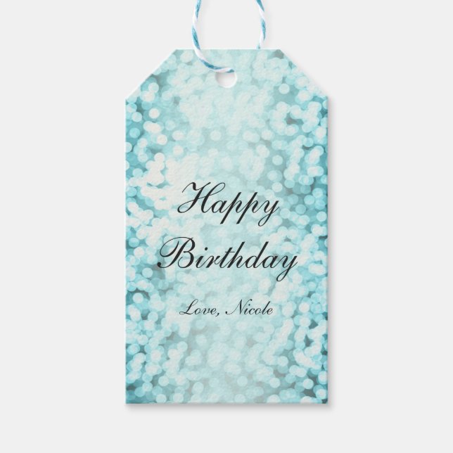 Blue Sparkling Lights Glamour Party Gift Tag (Front)