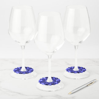 Blue Sparkling Lights Wine Glass Tag