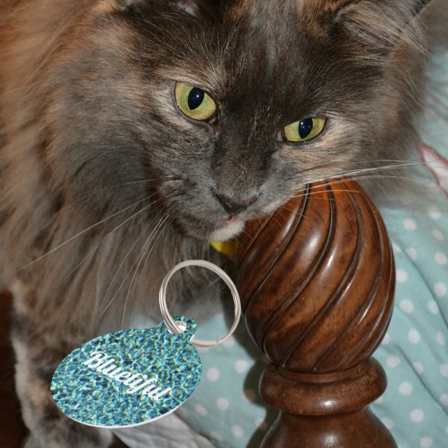 Blue Sparkling Water Customizable Glittery Pet Tag (Creator Uploaded)