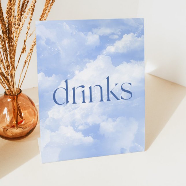 Blue Sparkly Clouds Drinks Table Pedestal Sign (Creator Uploaded)