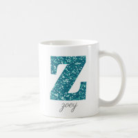 Blue Sparkly Glitter Letter Z Monogram Mug