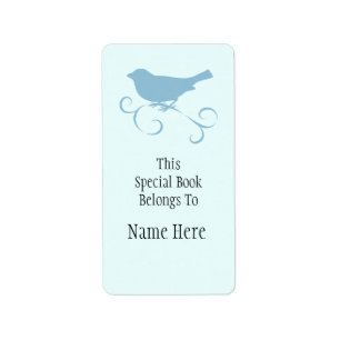 Blue Sparrow Bookplate Label
