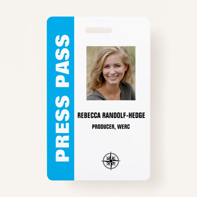 BLUE SPECIAL EVENT PRESS PASS and Photo I.D. Badge (Front)