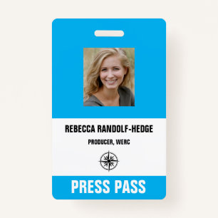 BLUE SPECIAL EVENT PRESS PASS and Photo I.D. Badge