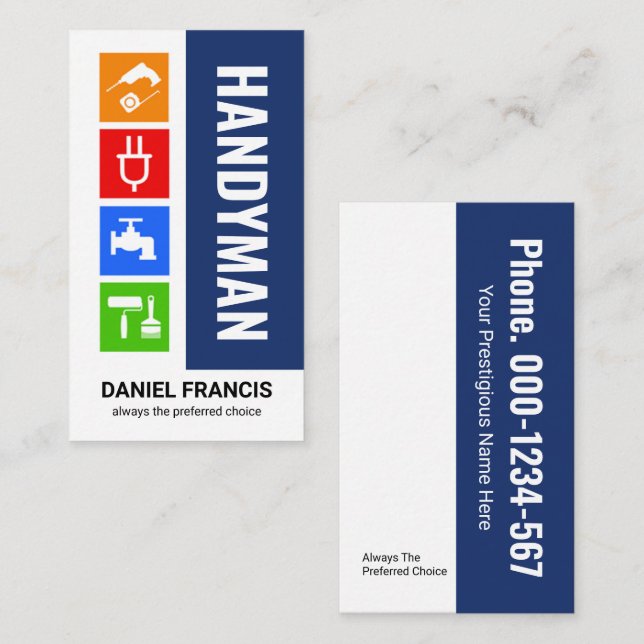 Blue Special Handyman Tools Layer Business Card (Front/Back)
