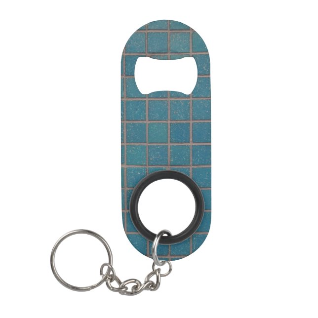 blue speckled tiles keychain bottle opener (Front)