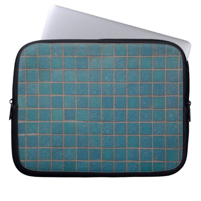 blue speckled tiles laptop sleeve (Front)