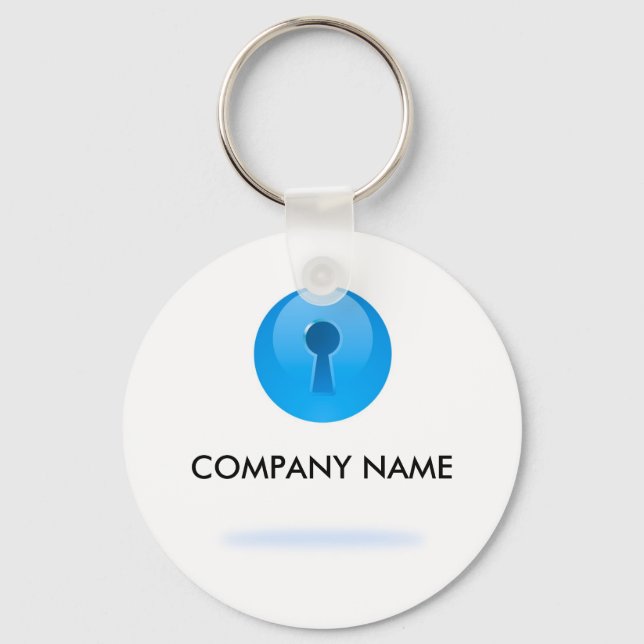 Blue Sphere With Keyhole Customizable Keychain (Front)