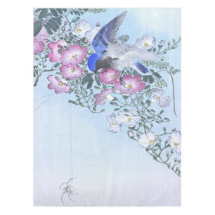 Blue Spider Bird Flower Print Spider Lovers Tablecloth