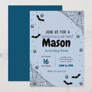 Blue Spider Web Halloween Invitation d'anniversair