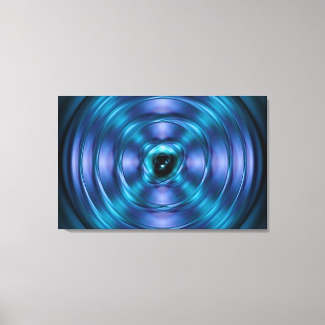 Blue spinning atom canvas print (Front)
