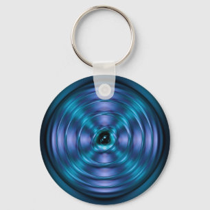 Blue spinning atom keychain