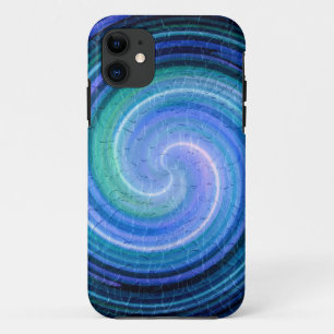 Blue Spiral Abstract Art 2 iPhone 11 Case