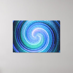 Blue Spiral Abstract Art Canvas Print