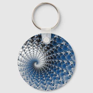 Blue Spiral Button Keychain