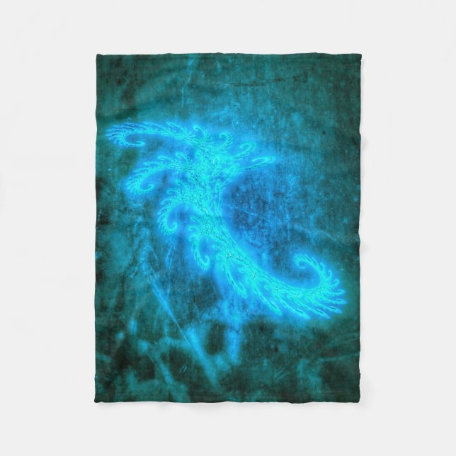 Blue Spiral Fractal Fleece Blanket (Front)