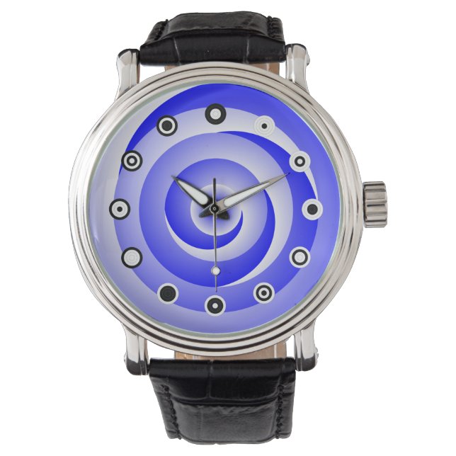 Blue Spiral Illusion (Binary) by Kenneth Yoncich Watch (Front)