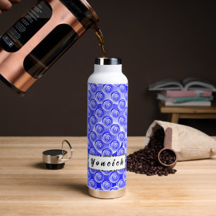 Blue Spiral Illusion by Kenneth Yoncich Water Bottle