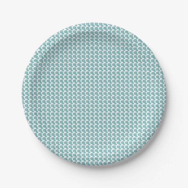 Blue Spiral Pattern Paper Plates (Front)