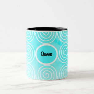 Blue Spiral Pattern Two-Tone Coffee Mug