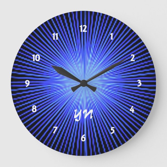 Blue Spirit Circle monogram Large Clock (Front)