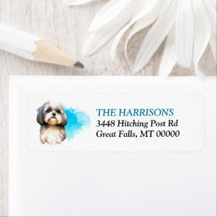 Blue Splash Shih Tzu Dog Return Address