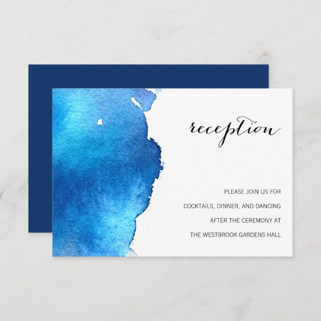 Blue Splash Watercolor Wedding Enclosure Card (Front/Back)
