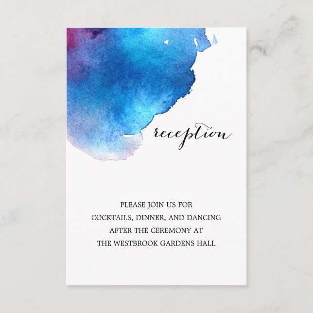 Blue Splash Watercolor Wedding Enclosure Card (Front)